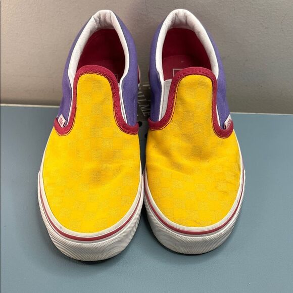 Vans Shoes - Vibrant Yellow and Purple Slip-On Shoes Juniors 6.5=W8